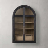 Hattie Medi Century  Style Wall Mounted Storage Cabinet Wood Arched Drawers Cabinet