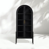 Hattie Wright Mediterranean Glass Door Display Cabinets Wood Living Dining Room Tall Cabinets