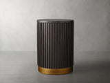 Finnley Stone Top Pedestal End Table Wood Sofa Side Table