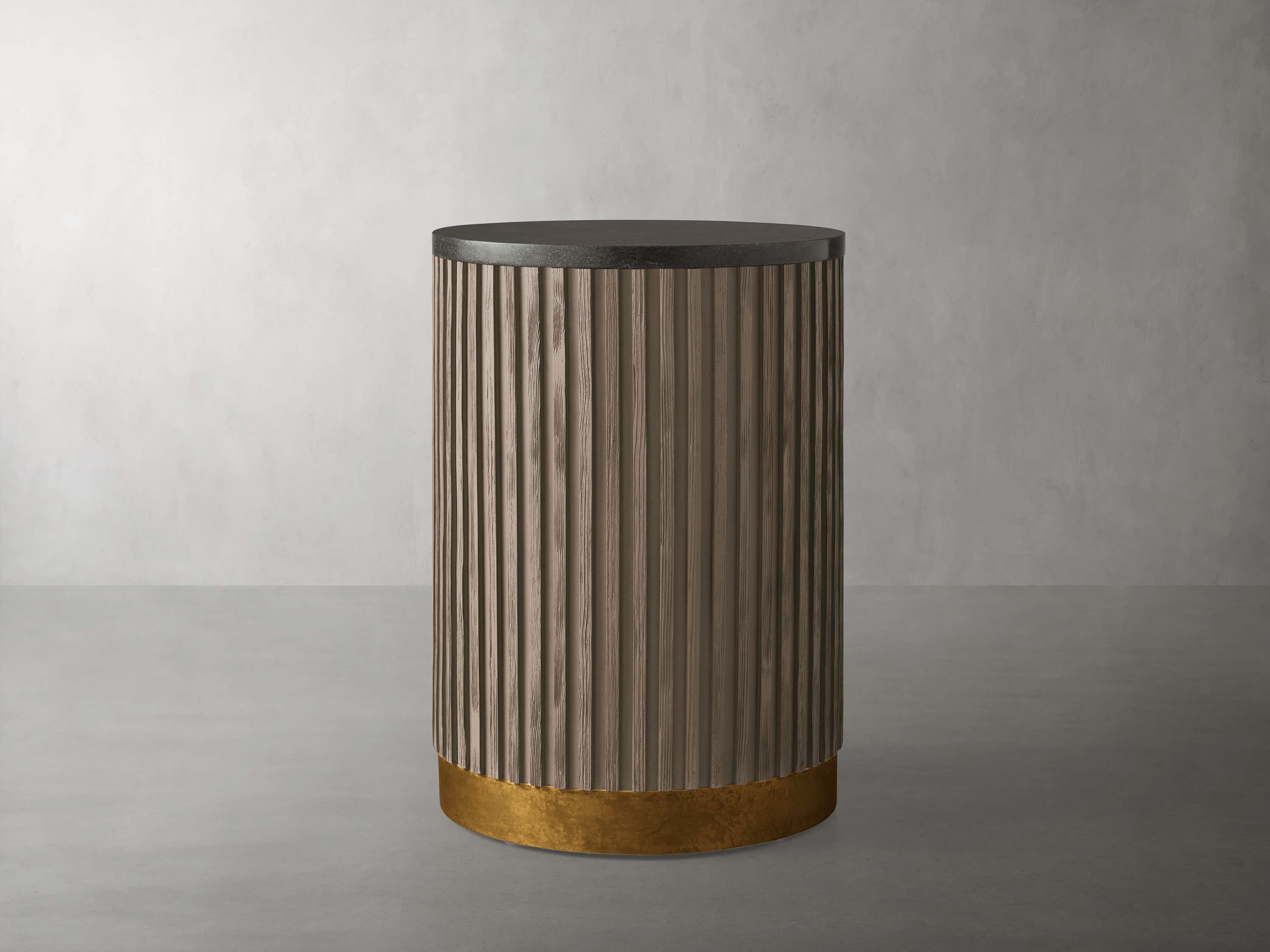 Finnley Stone Top Pedestal End Table Wood Sofa Side Table