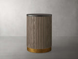 Finnley Stone Top Pedestal End Table Wood Sofa Side Table