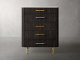 Finnley Wood Five-Drawer Dresser with Marble Top Drawer Chest Cabinet
