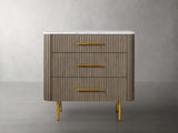 Finnley Three-Drawer Chest Cabinet Bedroom Nightside Table with Stone Top
