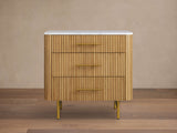 Finnley Three-Drawer Chest Cabinet Bedroom Nightside Table with Stone Top