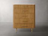 Finnley Wood Five-Drawer Dresser with Marble Top Drawer Chest Cabinet