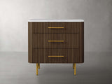 Finnley Three-Drawer Chest Cabinet Bedroom Nightside Table with Stone Top
