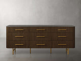 Finnley Wood Nine-Drawer Dresser with Natural Stone Drawer Chest Cabinet