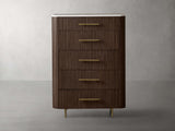 Finnley Wood Five-Drawer Dresser with Marble Top Drawer Chest Cabinet