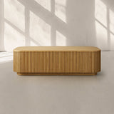 Finnley Solid Wood Coffee Table Rustic Sofa Center Tea Table with Reeded Design