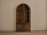 Giotto Antique Tall Display Cabinet Wood Side Storage Cabinet Bookcase with Glass Doors