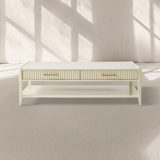 Lewis 56" Modern Coffee Table Wood Sofa Center Tea Table with Fluted Drawers