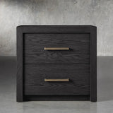 Bodhi Tall Nightstand Wood Night Side Cabinet Rustic Bedside Table Two-Drawer Chest