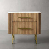 Finnley Closed Nightstand Marble Double Drawers Chest Bedside Table