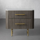 Finnley Closed Nightstand Marble Double Drawers Chest Bedside Table