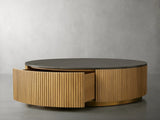 Finnley Round Storage Coffee Table Living Room Stone Center Tea Table