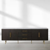 Finnley Marble Top Sideboard Wood Bluestone Top Buffet Cabinet with Drawers
