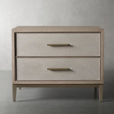 Malone Wood Nightstand Bedside Drawers Chest Table with Leather Insets