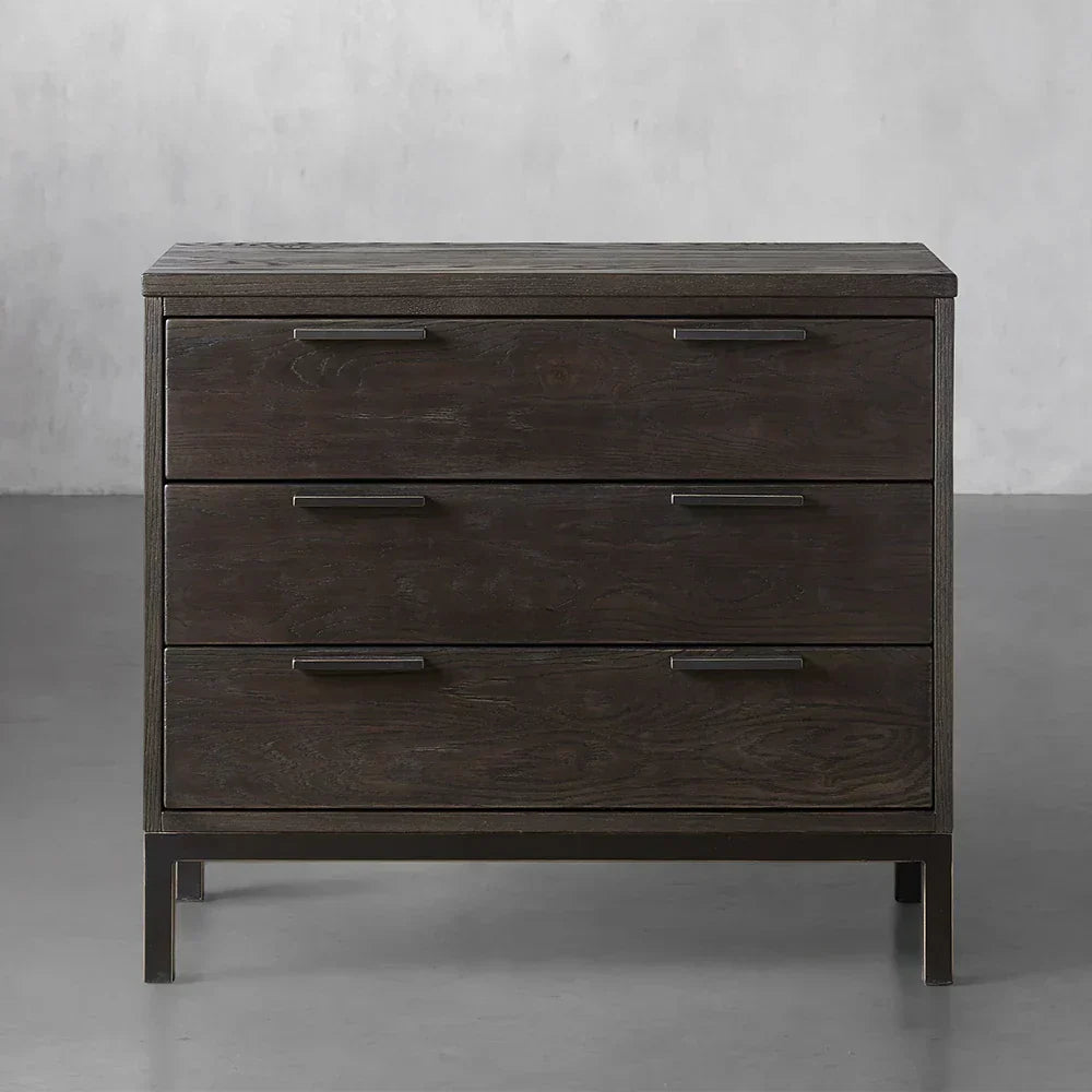 Palmer Large Nightstand Wood Nightside Table Bedroom 3 Drawer Cabinet