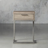 Palmer Wood Storage Nightstand Sleek Iron Frame Night side Table