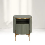 Panoso Wood Nightstand Luxurious Side Table with Gold Base