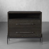 Sullivan Closed Solid Oak Wood Nightstand Rustic Night side table with Two Drawers