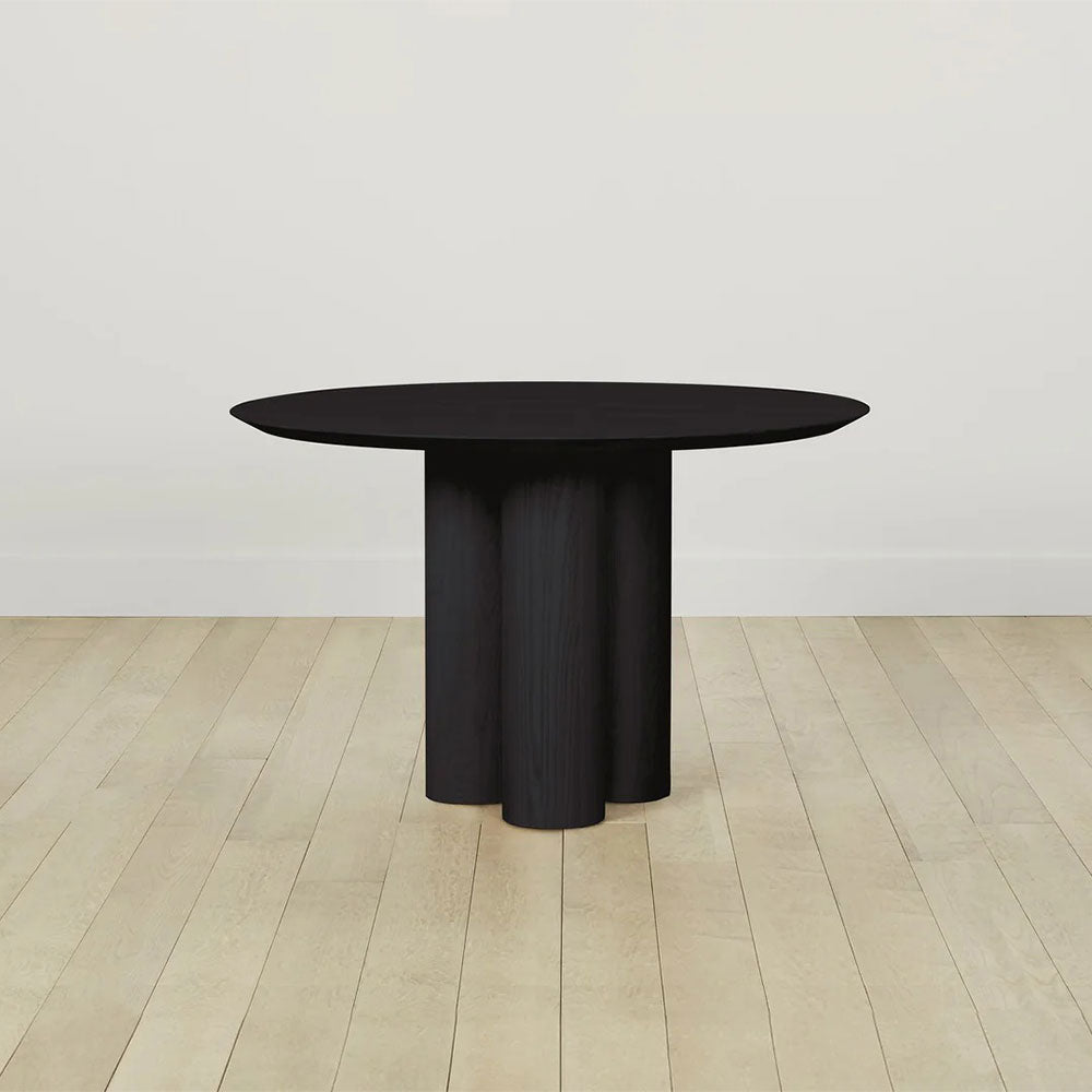 Reade Natural Ash Wood Round Dining Table with Sculptural Columnar Legs