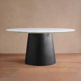 Saint Germain Round Marble Top Dining Table With Wood Toulouse Base
