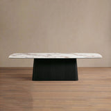 Vincenza Marble Top Dining Table with Wood Toulouse Base
