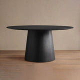 Saint Germain Round Oak Top Dining Table with Natural Wood Toulouse Base