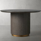 Finnley Round Wood Dining Table With Carrara Marble or Bluestone Top