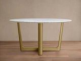 Saint Germain Round Marble Stone Dining Table with Rennes Metal Base