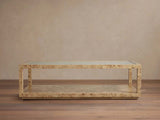 Corey Mappa Burl Wood Coffee Table Glass Tabletop Cocktail Table Rectangle Sofa Center Tea Table
