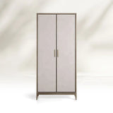 Malone Solid Wood Double Door Tall Cabinet With Leather Detailing