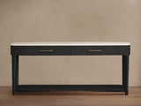 Danny Marble Top Entryway  Console Table Wtih Storage Drawers Oak Wood Hallway Entrance Table