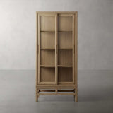 Avenue Ash Wood Display Cabinet with Sliding Glass Doors