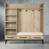 Sullivan Oak Wood Entry Cabinet Modern Rustic Entrance Lockers