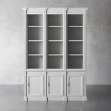 Athens Three Row Bookcase Handcrafted Wood Display Cabinet