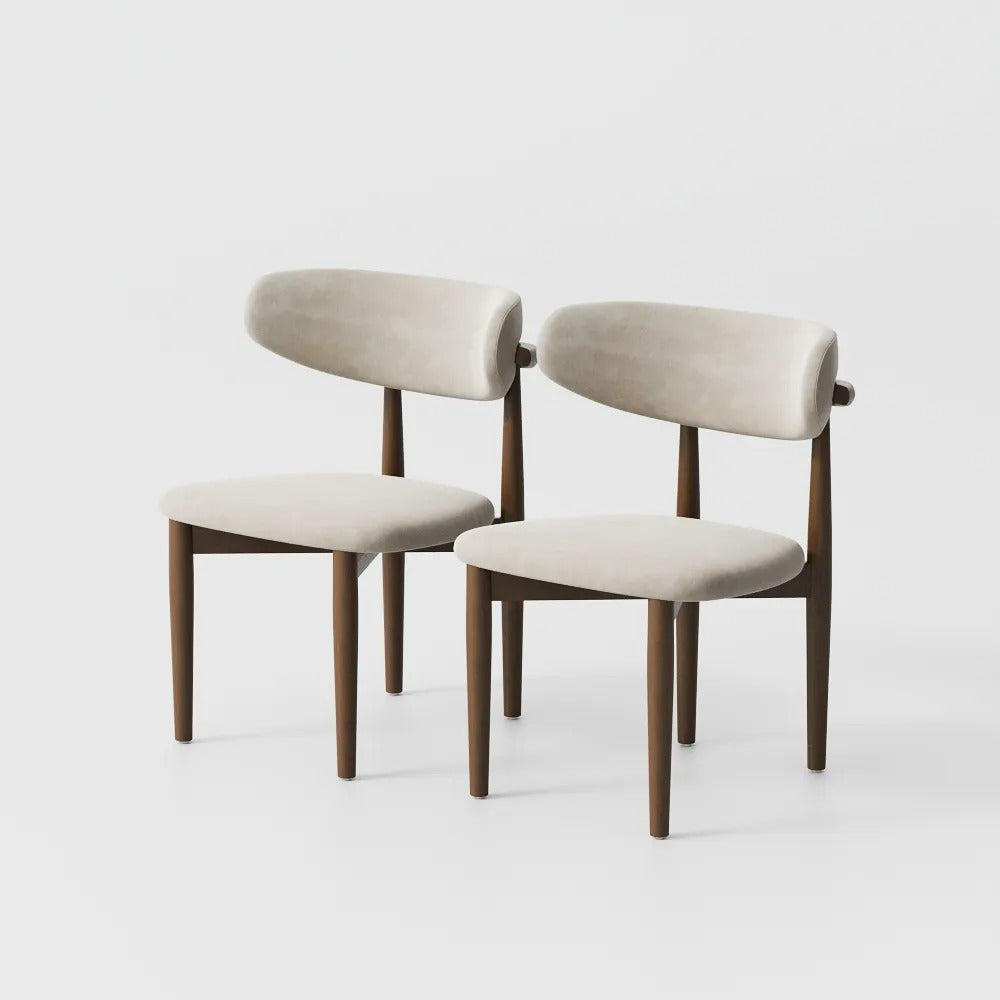 Mid-Century Modern Wood Dining Chairs Set of 2