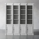 Athens Four Row Bookcase Large Wood Display Cabinet with Adjustable Shelves