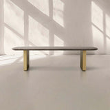 San Germani Espresso Stone Top Coffee Table 72" Center Tea Table with Clement Base