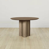 Reade Natural Ash Wood Round Dining Table with Sculptural Columnar Legs