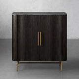 Finnley Small Stone Top Wood Bar Cabinet with Wine Rack