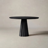 Brank Wood Round Dining Table With Faceted Cone Base