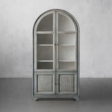 Giotto Antique Tall Display Cabinet Wood Side Storage Cabinet Bookcase with Glass Doors