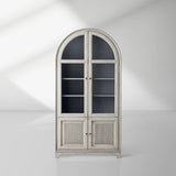 Giotto Antique Tall Display Cabinet Wood Side Storage Cabinet Bookcase with Glass Doors