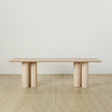 Rinde Solid Wood Ash Rectangle Dining Table with Sculptural Columnar Legs