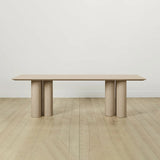 Rinde Solid Wood Ash Rectangle Dining Table with Sculptural Columnar Legs