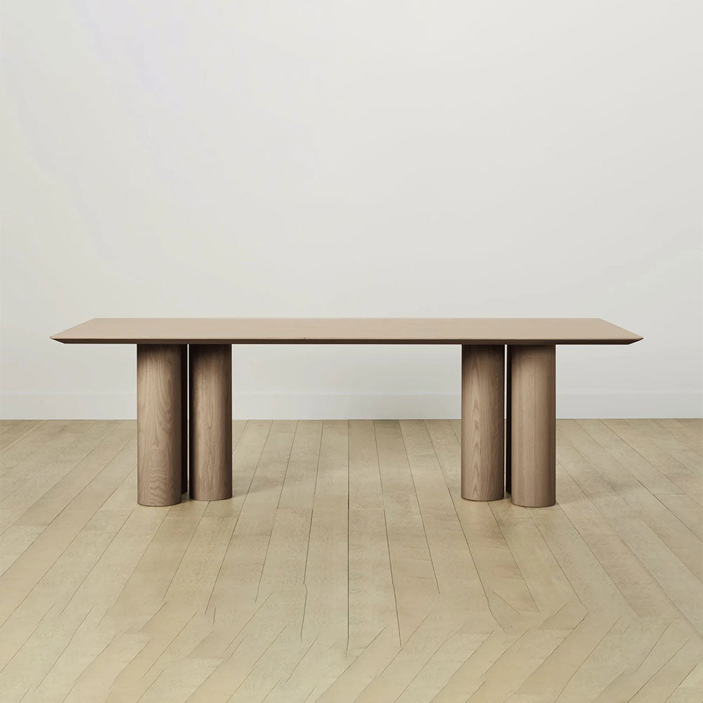 Rinde Solid Wood Ash Rectangle Dining Table with Sculptural Columnar Legs