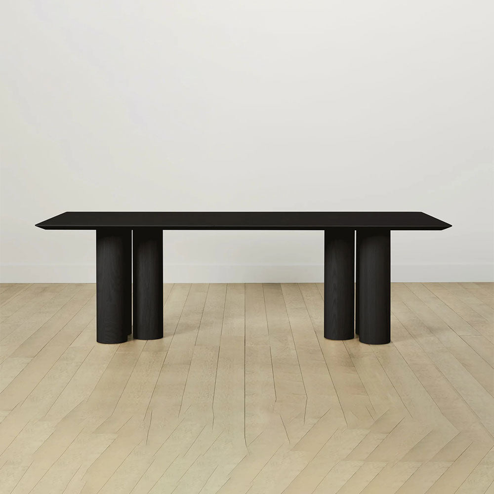 Rinde Solid Wood Ash Rectangle Dining Table with Sculptural Columnar Legs