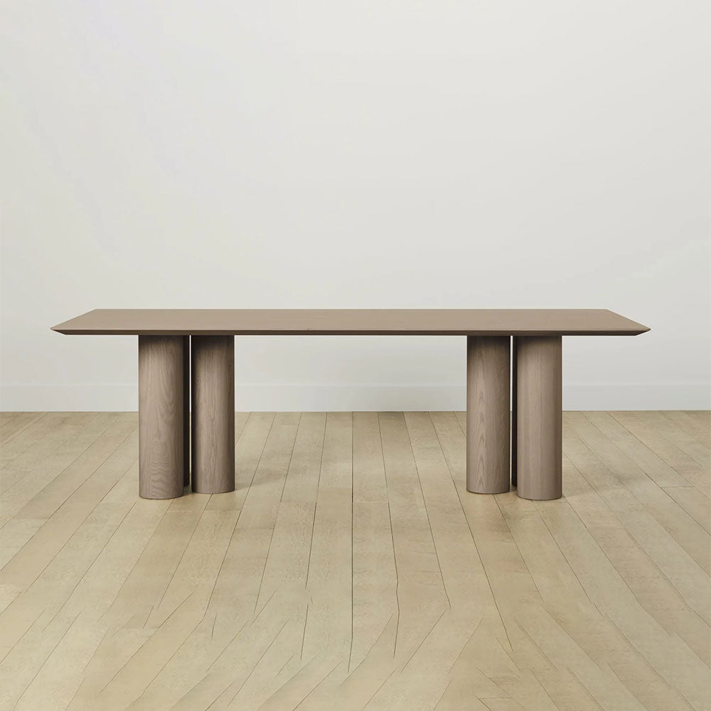 Rinde Solid Wood Ash Rectangle Dining Table with Sculptural Columnar Legs